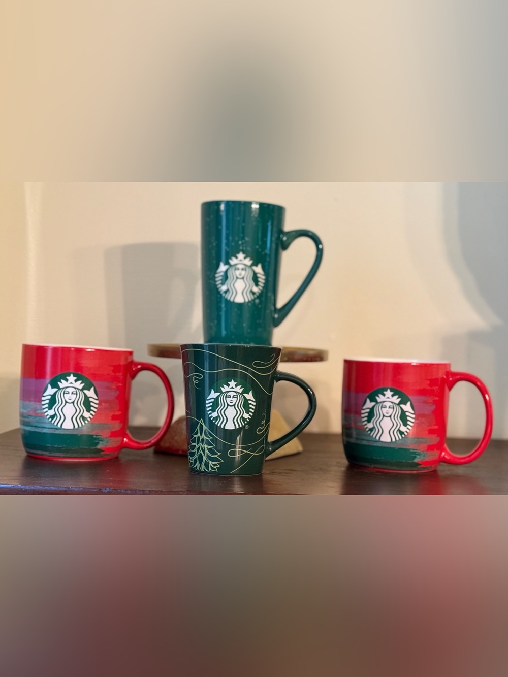 Starbucks Red & Green Holiday Ceramic Mug Set